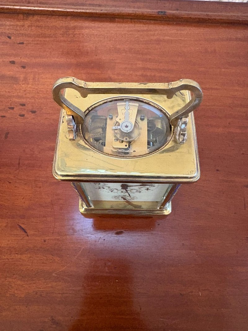 Antique Edwardian Quality Brass and Champleve Enamelled Carriage Clock - Image 3